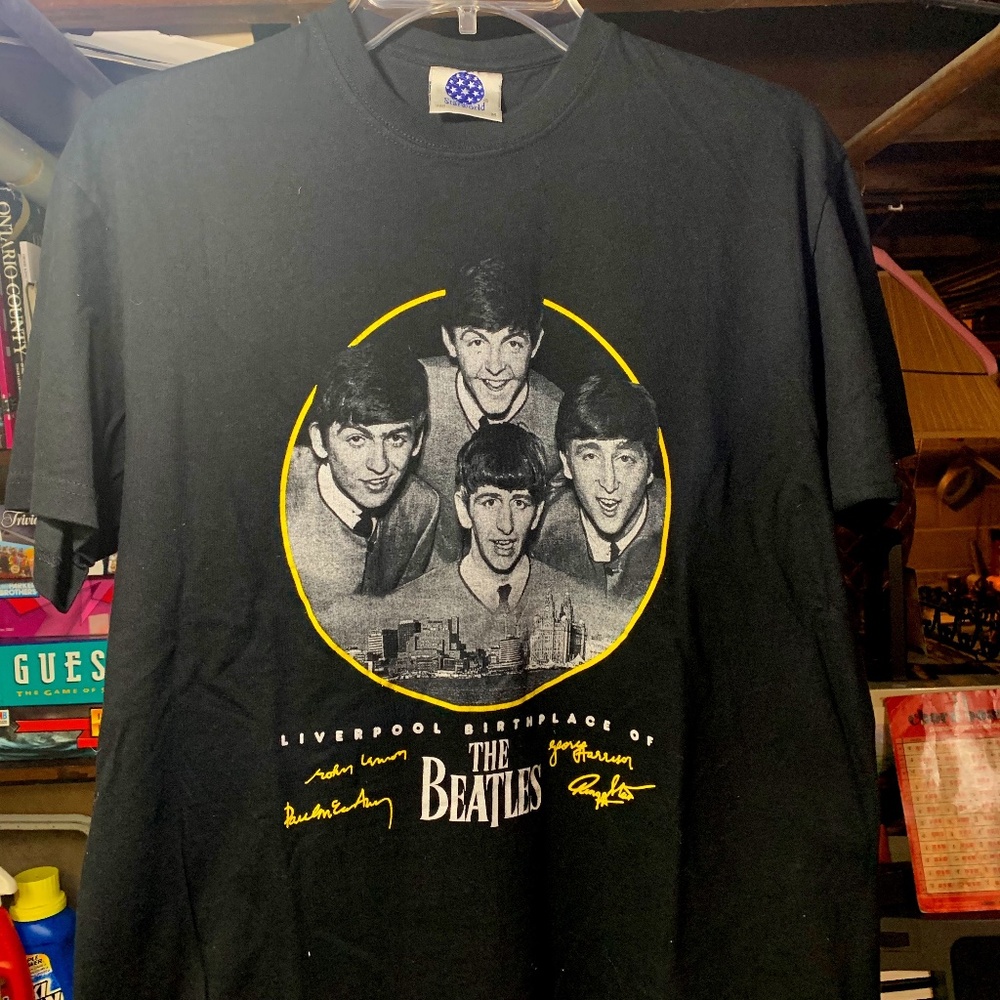 The Beatles Black T-Shirt. Liverpool Birthplace of the Beatles. Medium